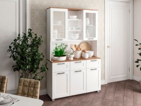 Буфет Катерини (дуб бельмунд/белое дерево) в Толмачёво - tolmachyovo.mebel-nsk.ru | фото