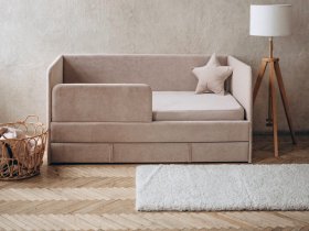 Диван-кровать Happy (бежевый) в Толмачёво - tolmachyovo.mebel-nsk.ru | фото