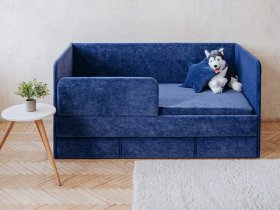 Диван-кровать Happy (синий) в Толмачёво - tolmachyovo.mebel-nsk.ru | фото