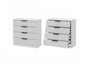 Комод 4 ящика (МДФ) Эккервуд (белый) в Толмачёво - tolmachyovo.mebel-nsk.ru | фото