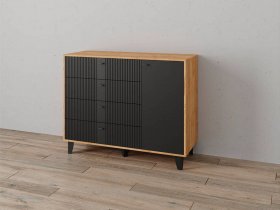 Комод «Катрин-13» ( дуб крафт золотой/карбон вулкан) в Толмачёво - tolmachyovo.mebel-nsk.ru | фото