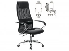 Кресло офисное BRABIX PREMIUM Stalker EX-608 CH, хром, ткань-сетка/кожзам, черное в Толмачёво - tolmachyovo.mebel-nsk.ru | фото