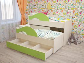 Кровать детская двухуровневая Радуга 80*160 в Толмачёво - tolmachyovo.mebel-nsk.ru | фото