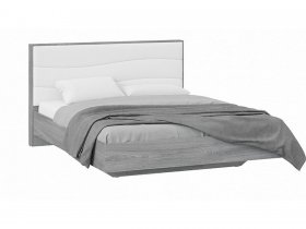 Кровать двуспальная 1,6 м «Миранда» Тип 1 (Дуб Гамильтон/Белый глянец) в Толмачёво - tolmachyovo.mebel-nsk.ru | фото