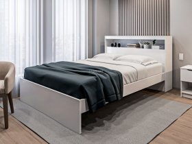 Кровать двуспальная 1,6м Бруклин СБ-3356 (белый) в Толмачёво - tolmachyovo.mebel-nsk.ru | фото