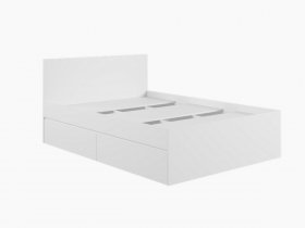 Кровать двуспальная с ящиками 1,4м Мадера-М1400 (белый) в Толмачёво - tolmachyovo.mebel-nsk.ru | фото