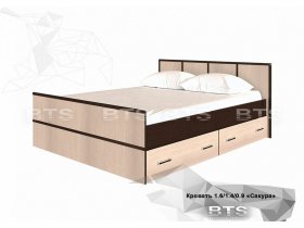 Кровать двуспальная с ящиками 1,4м Сакура (BTS) в Толмачёво - tolmachyovo.mebel-nsk.ru | фото