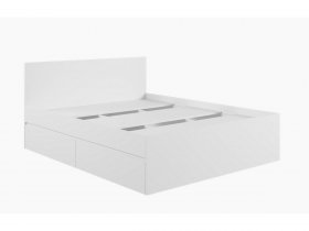 Кровать двуспальная с ящиками 1,6м Мадера-М1600 (белый) в Толмачёво - tolmachyovo.mebel-nsk.ru | фото