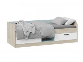 Кровать комбинированная «Оливер» Тип 1 401.003.000 (дуб крафт серый/белый/серо-голубой) в Толмачёво - tolmachyovo.mebel-nsk.ru | фото