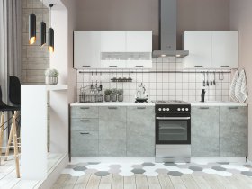 Кухонный гарнитур Дуся 2,0 м (белый глянец/цемент) в Толмачёво - tolmachyovo.mebel-nsk.ru | фото