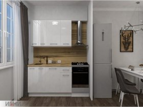 Кухонный гарнитур МДФ Выгодно и точка 1,5 м (белый глянец) в Толмачёво - tolmachyovo.mebel-nsk.ru | фото