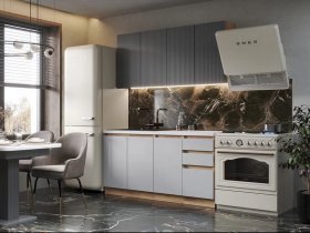 Кухонный гарнитур Ника 1,6 м (графит/серый софт) в Толмачёво - tolmachyovo.mebel-nsk.ru | фото