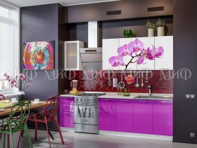 Кухонный гарнитур Орхидея (фиолетовый) в Толмачёво - tolmachyovo.mebel-nsk.ru | фото