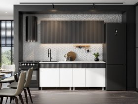 Кухонный гарнитур София (2,0м) (бланж/графит матовый) в Толмачёво - tolmachyovo.mebel-nsk.ru | фото