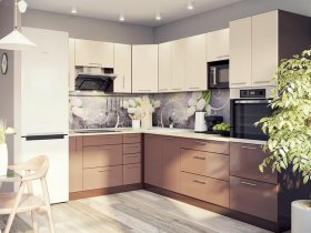 Модульная кухня Классика (ваниль/шоколад) в Толмачёво - tolmachyovo.mebel-nsk.ru | фото