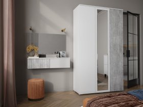 Модульная спальня Ливерпуль (белый/бетон светлый) в Толмачёво - tolmachyovo.mebel-nsk.ru | фото
