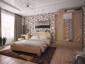 Модульная спальня Виктория-1 (дуб сонома) в Толмачёво - tolmachyovo.mebel-nsk.ru | фото