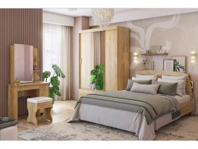Модульная спальня Виктория-1 (дуб крафт золотой) в Толмачёво - tolmachyovo.mebel-nsk.ru | фото
