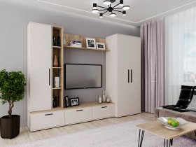 Модульная стенка Верона (сатин/дуб крафт серый) в Толмачёво - tolmachyovo.mebel-nsk.ru | фото