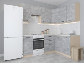 Модульная угловая кухня 1,4м*2,1м Лада (цемент) в Толмачёво - tolmachyovo.mebel-nsk.ru | фото