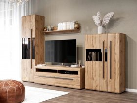 Модульная стенка Ницца (дуб вотан) в Толмачёво - tolmachyovo.mebel-nsk.ru | фото