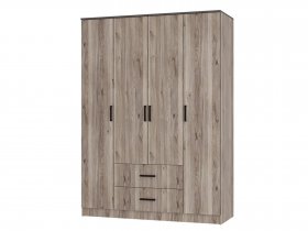 Шкаф четырехстворчатый Титан (дуб смоки) в Толмачёво - tolmachyovo.mebel-nsk.ru | фото