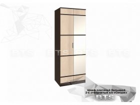 Шкаф двухстворчатый с зеркалом платяной-бельевой Сакура (BTS) в Толмачёво - tolmachyovo.mebel-nsk.ru | фото