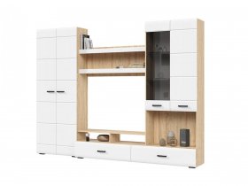 Стенка ГС-01 Либерти (дуб сонома/белый глянец) в Толмачёво - tolmachyovo.mebel-nsk.ru | фото