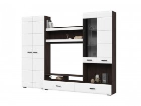 Стенка ГС-01 Либерти (венге/белый глянец) в Толмачёво - tolmachyovo.mebel-nsk.ru | фото