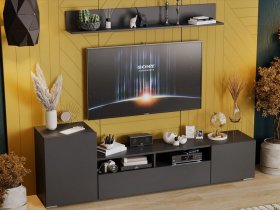 Стенка «Сильвия» (графит серый) в Толмачёво - tolmachyovo.mebel-nsk.ru | фото