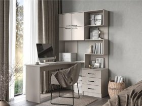 Стол компьютерный №1 Брауни левый (кашемир) в Толмачёво - tolmachyovo.mebel-nsk.ru | фото