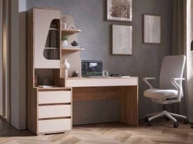 Стол компьютерный Пифагор (дуб вотан/кашемир) в Толмачёво - tolmachyovo.mebel-nsk.ru | фото