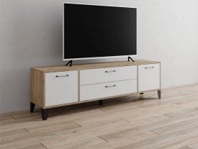 Тумба под ТВ Парус-13 (дуб крафт серый/белый) в Толмачёво - tolmachyovo.mebel-nsk.ru | фото