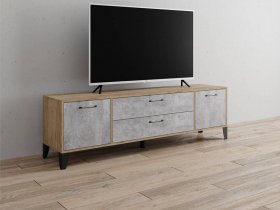 Тумба под ТВ Парус-13 (дуб крафт серый/цемент) в Толмачёво - tolmachyovo.mebel-nsk.ru | фото