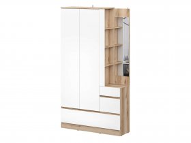 Вешалка с зеркалом Брауни (дуб делано/белый) в Толмачёво - tolmachyovo.mebel-nsk.ru | фото
